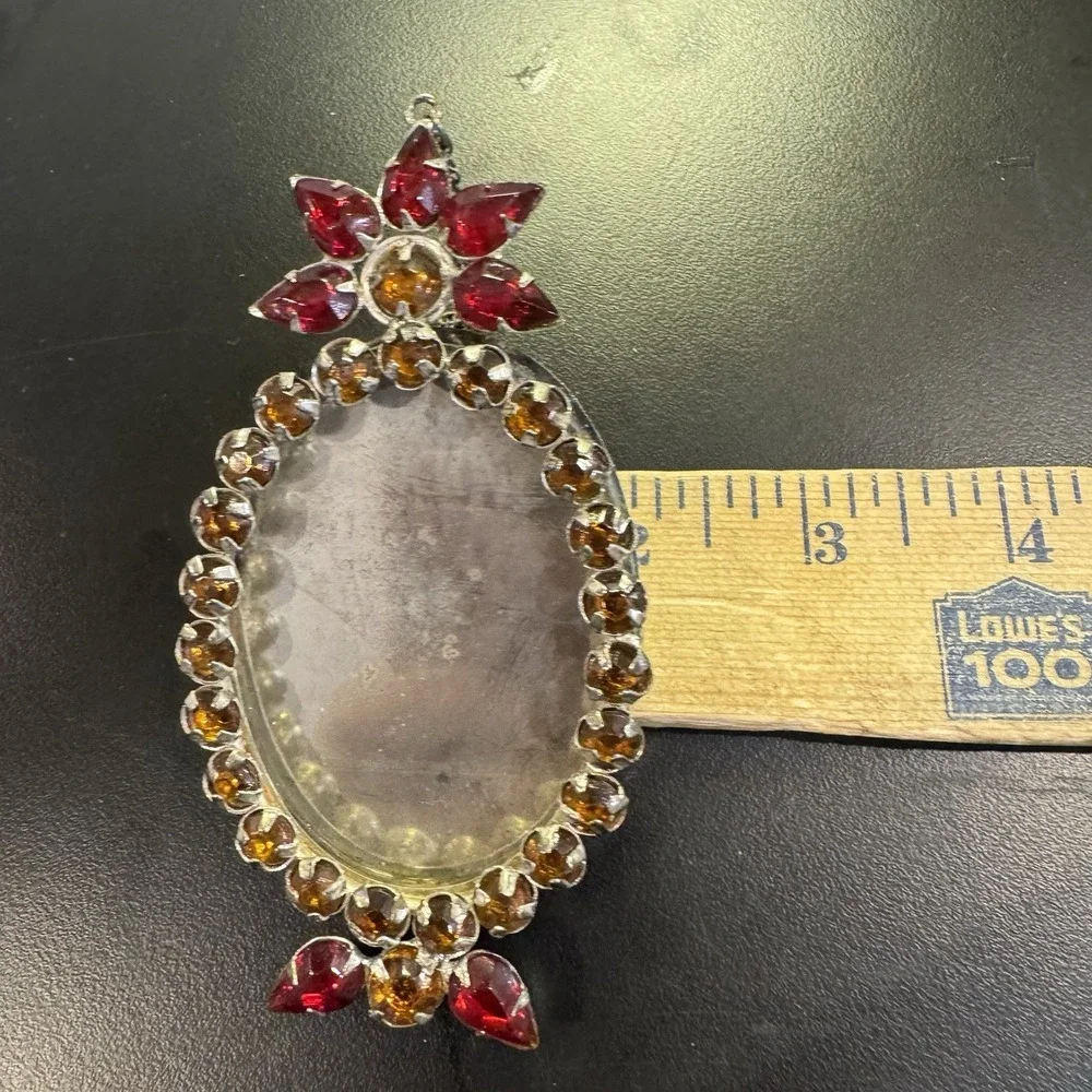 Vintage Rhinestone Bejeweled Oval‎ Picture Frame Set of 2 4